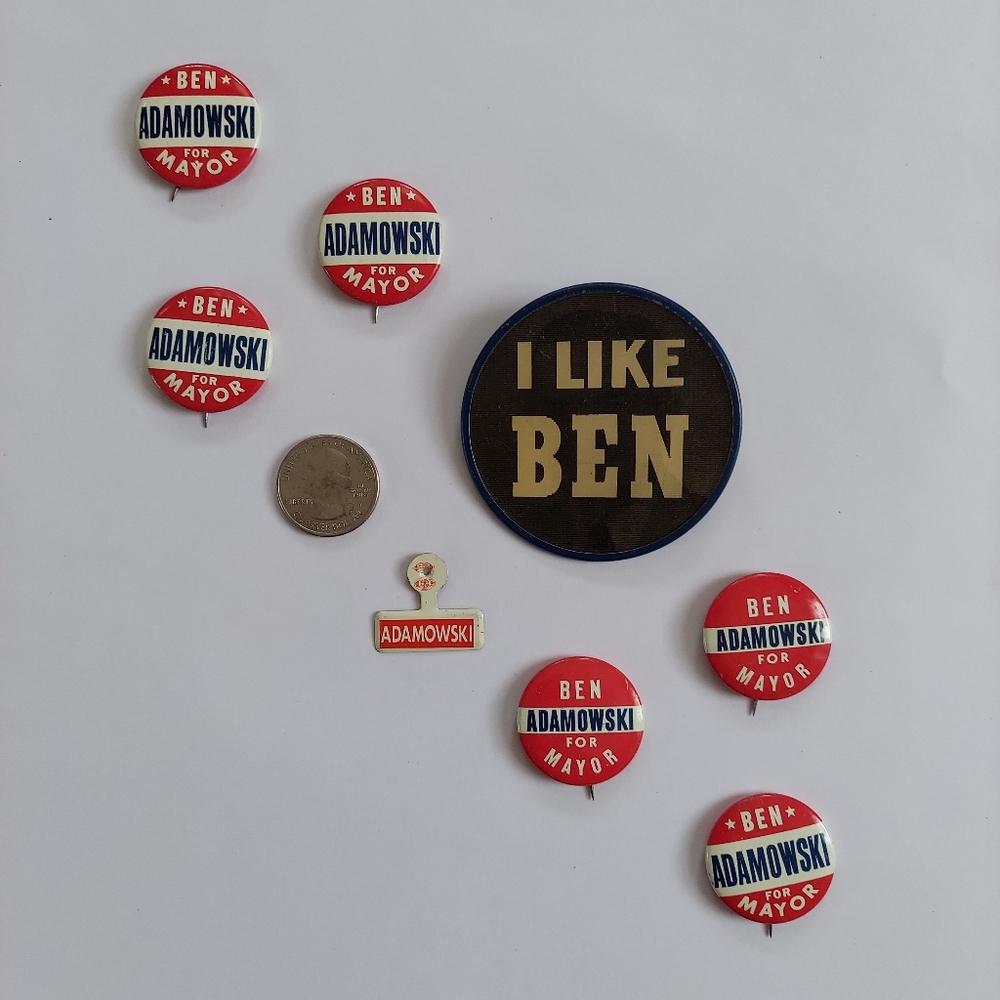 Vintage Campaign Buttons 60s Illinois Republican Ben Adamowski Mayor Chicago